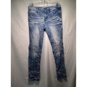 Mecca Women's Size 14 Blue Stretch Biker Moto Skinny Jeans Distressed